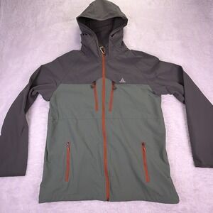Ascend Colorblock Soft Shell Hooded Rain/Wind Jacket Men's Large Green/Gray